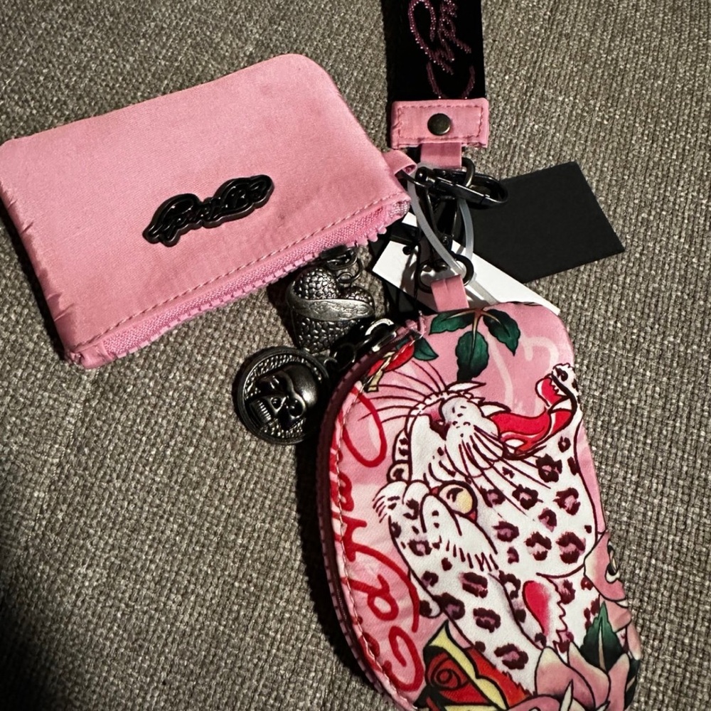 ISO Ed Hardy Pink Leopard Print Keychain Set